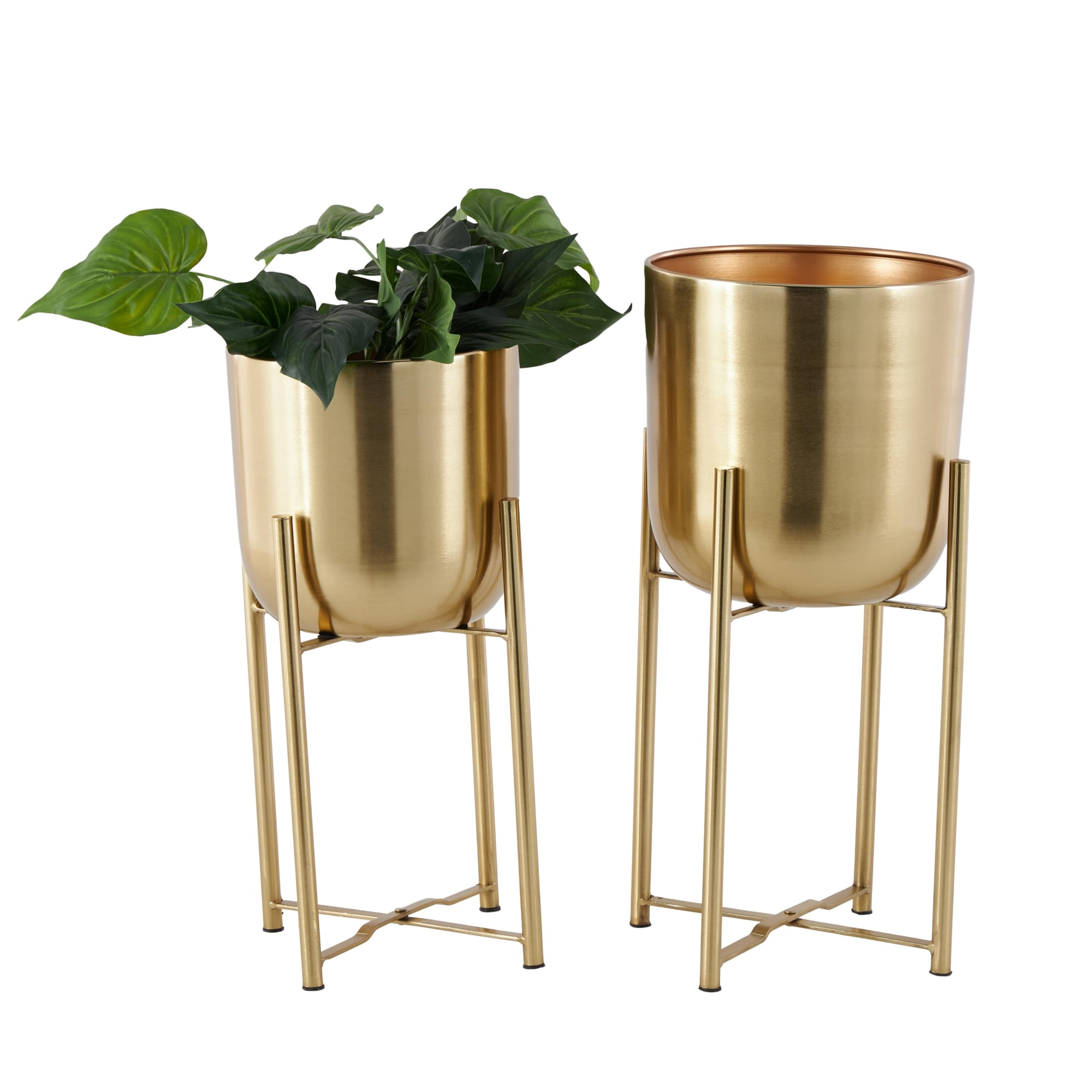 Deco 79 - Juego De 2 Macetas Cosmoliving De Cosmopolitan En Metal Dorado