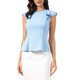 thumbnail image 1 of INSPIRE CHIC Top Peplum para mujer de verano, casual, con volantes, manga corta, camiseta con cuello redondo, blusa L Azul Claro, 1 of 6