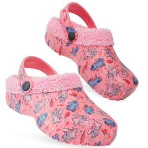 Zuecos Disney Stitch Para Niñas, Con Forro Polar, Punto Rosa, Diseño De Ángel