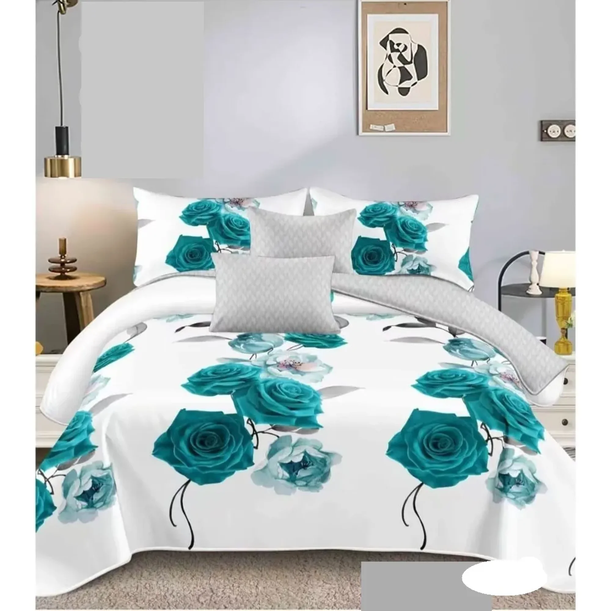 Casadeliacl - Cubrecama King Grande Quilt Verano Moderno Elegante Tf Celeste Tf Cc605