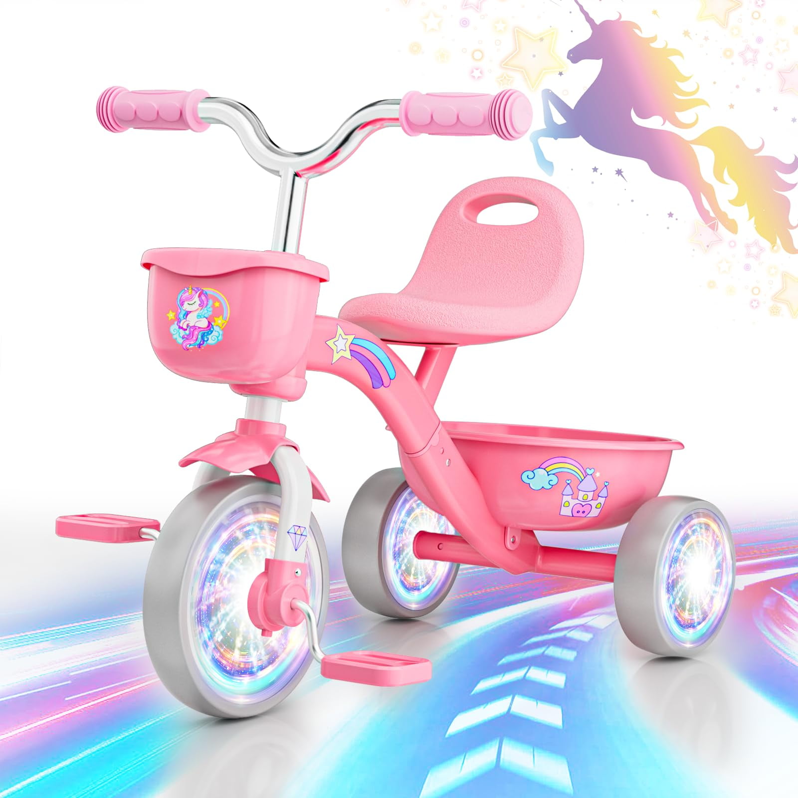 Kkdi - Bicicleta Tricycle Kidi Unicorn Para Niños Pequeños Con Ruedas Iluminadas De 1 A 5 Años