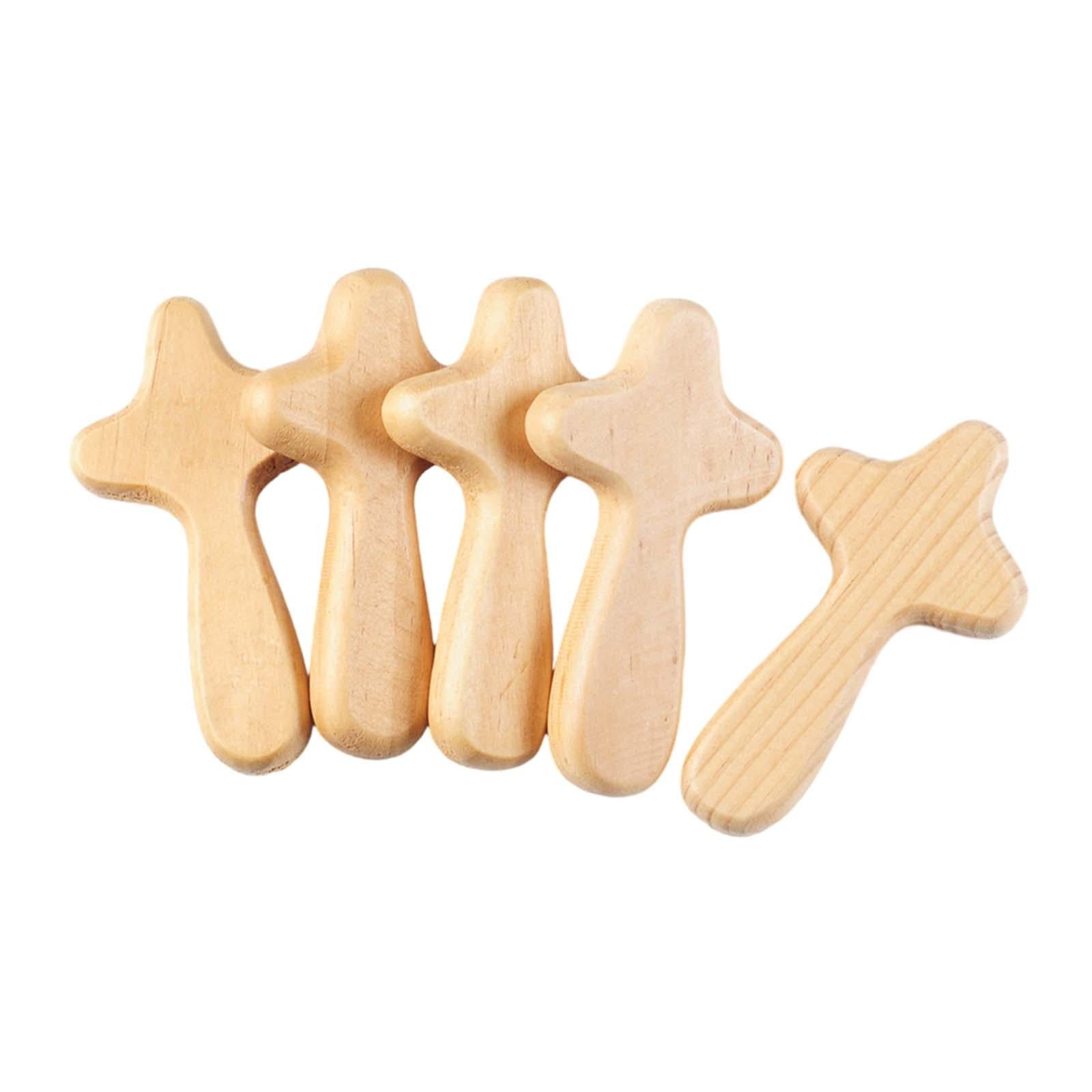 Magideal - 5 Cruces De Oración De Mano De Madera De Pino, Regalo Religioso, Pequeño Adorno Para El Vecino Cariñoso, Cruces Familiares Portátiles, Cruz De Madera A