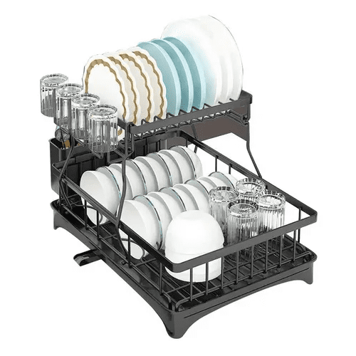 Genérico - Secaplatos Metal 2 Niveles Con Cubiertero