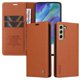 thumbnail image 1 of Funda Billetera de Cuero para Samsung Galaxy S21 FE con Tarjetero y Soporte - Tapa Magnética Marrón, 1 of 6