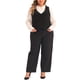 thumbnail image 2 of Chaleco de Traje Escolar para Mujer de Talla Grande Agnes Orinda, Doble Botonadura, Cuello Vintage con Solapa, Chaleco Elegante con 2 Bolsillos 4X Negro, 2 of 6