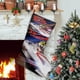 thumbnail image 1 of Meteoro Tema: Calcetines de Navidad, fino lino blanco para colgar en escaleras y chimenea, decoración navideña para el hogar, regalo de Navidad.54cm×38cm, 1 of 5