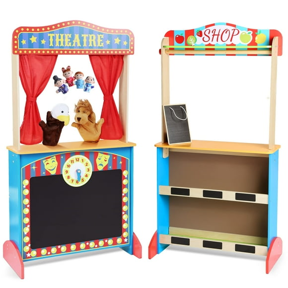 Teatro de marionetas CHIUHEI Deluxe de madera con títeres para niños de 3 a 8 años