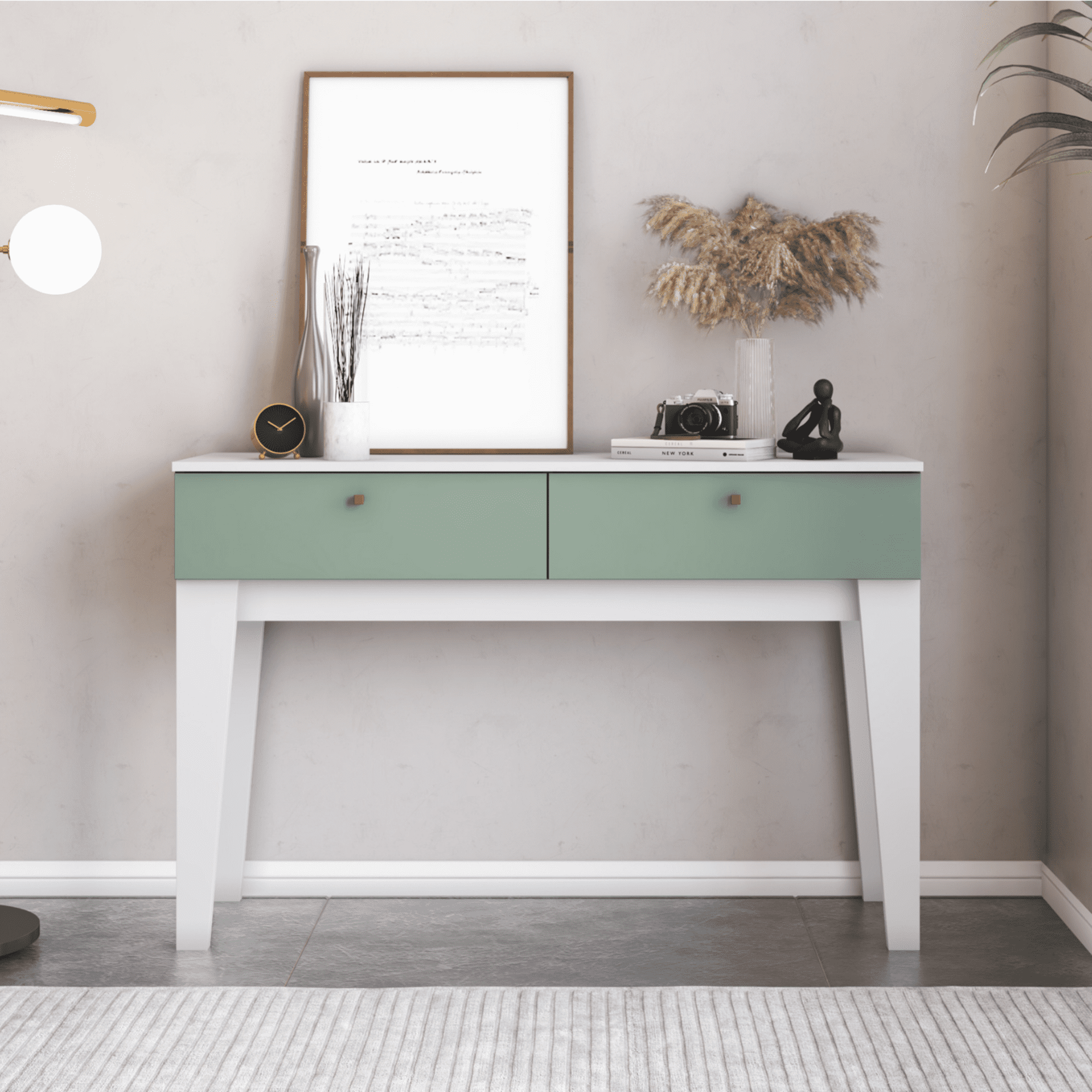 Exit - Mesa De Arrimo Rectangular Roma Blanco Verde