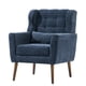 thumbnail image 1 of Modern Accent Chair,Chenille Arm Chairs for Living Room,Upholstered Mordern Armchair,Comfy Soft Padded Lounge Chair in Small Space, Bedroom, w/Pillow, Solid Wood Leg (Dark Blue), 1 of 3