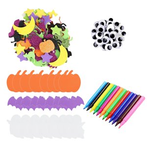 Magideal - Paquete De 24 Pegatinas De Espuma De Calabaza, Kits De Manualidades Para Decoración De Cara De Calabaza De Halloween, Suministros Para Fiesta De Hallo Víspera De Todos Los Santos