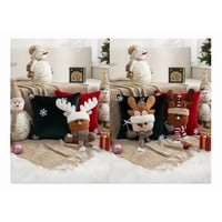 Casadeliacl - Funda Cojín Cuadrada Genérica 45X45 Cm Navidad 3D Verde Y Rojo