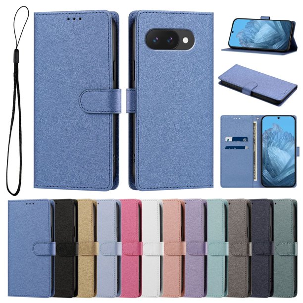 Funda Cartera de PU para Google Pixel 9A con Tarjetas, Azul
