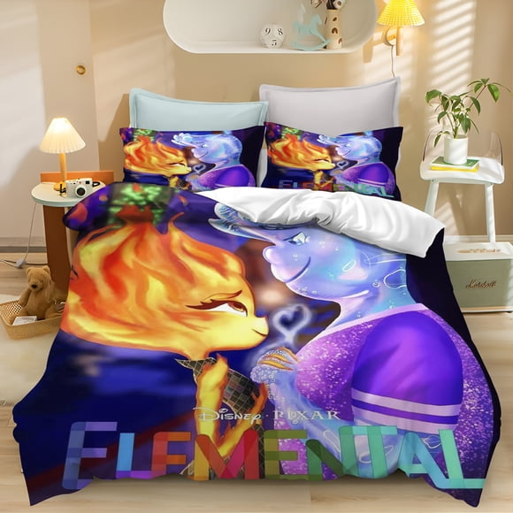 v1549 Bed Sheets Duvet Cover Crazy Element City Set Printed Home Co-Branded Peripheral Mattress Bedding Set Pieces 3-Piece Bedding Set (1 Duvet Cover + 2 Pillow Shams) Bed Sheets ju1549