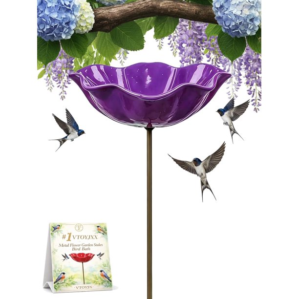 Estacas jardín flor metal 3 uds baño pájaros estación riego abejas colibríes jardín