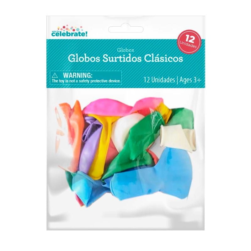 Set 12 Globos Surtidos Clásicos Way to celebrate
