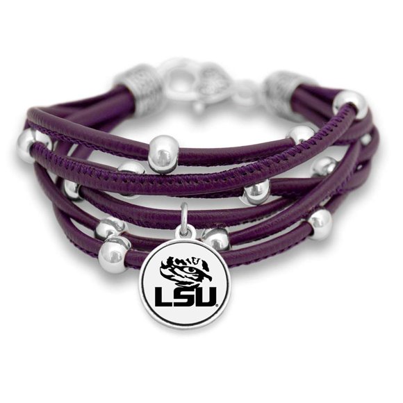 Pulsera FTH 19 cm de Cuero con Logo LSU Tigers