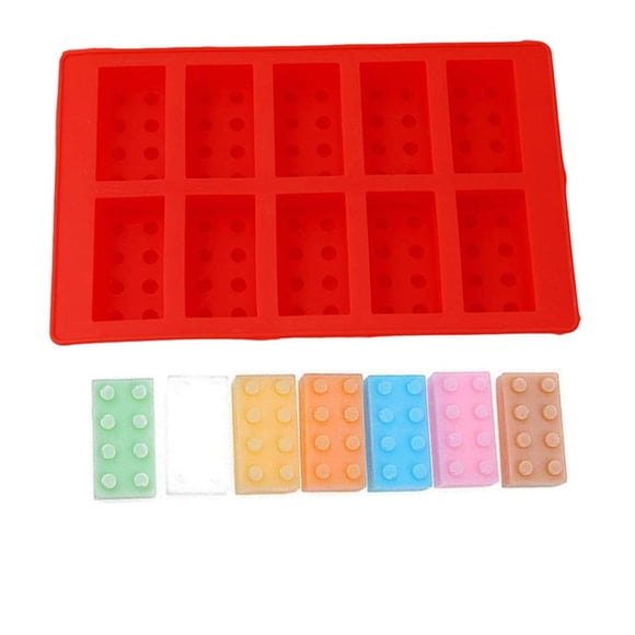 Bandeja de hielo y molde para caramelos para amantes de Lego en Kito Red Silicone