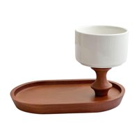 Magideal - Bandeja De Copa De Cerámica, Recipiente Para Velas, Plato Cerámico Portátil Versátil Para Fruta, Plato De Joyería Para Decoración De Mesa De Entrada,