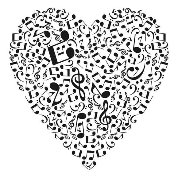 Decomural Music Notes Love Heart WS-15522