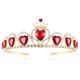 thumbnail image 4 of Conjunto de joyas HEIKLN Descendant Gold Tiara con corona de corazón rojo, 4 of 7