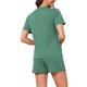 thumbnail image 3 of INSPIRE CHIC Conjunto de Pijama de Punto Acanalado para Mujer, Manga Corta, Cuello Redondo, Top y Shorts con Cintura Elástica y Bolsillos 2XL Verde, 3 of 6