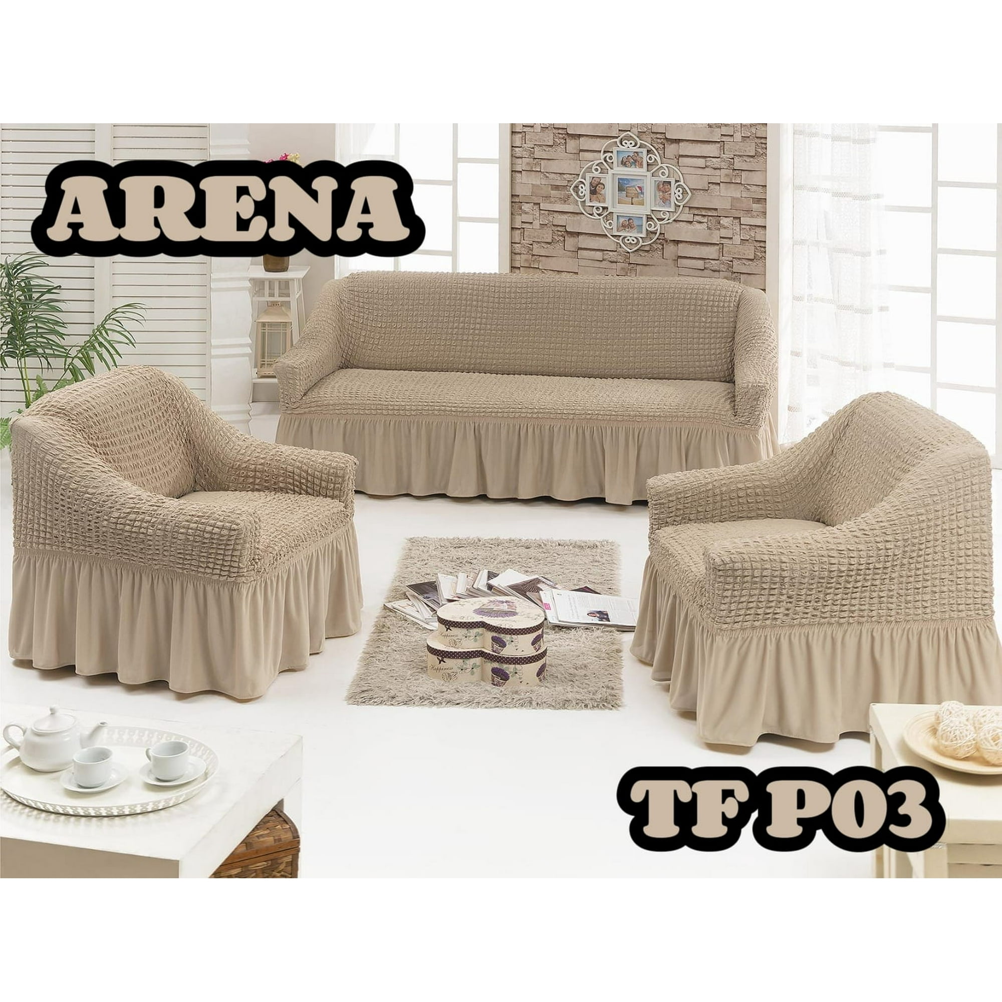 Angeles Del Hogar - Funda Cubre Sofa Sillon Cuadrille Turco 3 Piezas