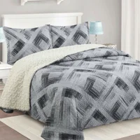 Casadeliacl - Cubrecama Quilt Sherpa 1.5 - Varios Modelos W.M G Blanco Diseño