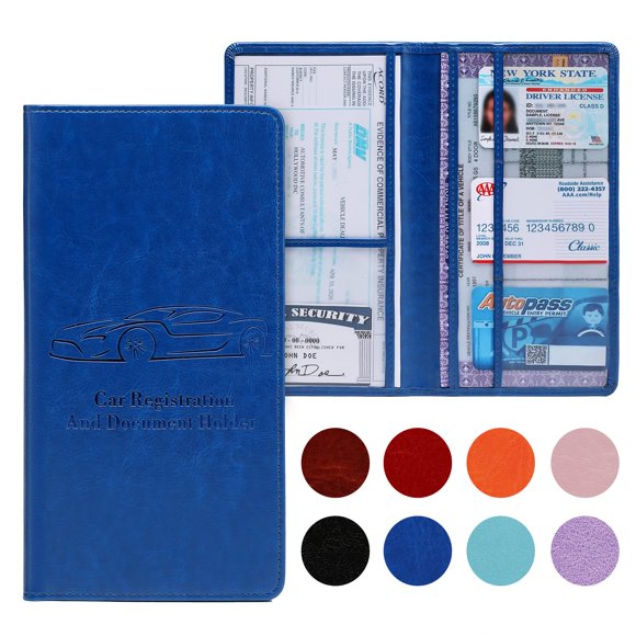 Tarjetero De Registro Y Seguro De Automóvil Azul Oscuro
