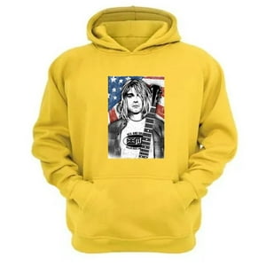 Genérico - Poleron Canguro Kurt Cobain Amarillo Talla Xl Unisex