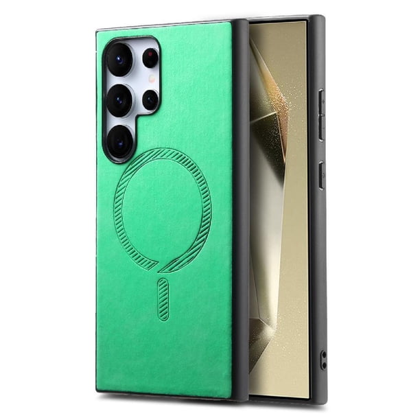 Magnetic Slim Case for Samsung Galaxy S25 Ultra with Camera Guard & Anti-Scratch Back Green