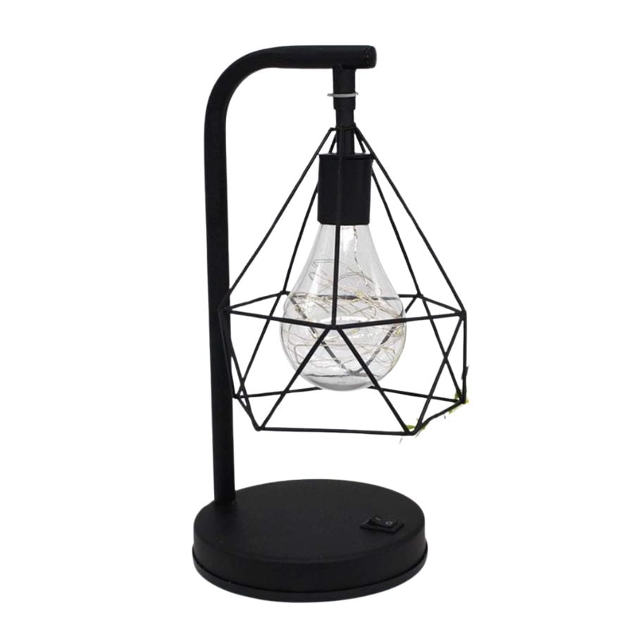 Click Ventas - Lampara De Mesa Metal Diseño Diamante Decoración Hogar A Pilas