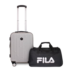F - Fila - Pack Maleta Cabina S (10 Kg) Flip Gris + Bolso Verona S Silver-Negro
