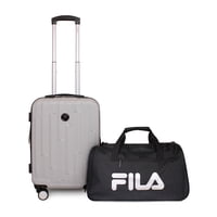 F - Fila - Pack Maleta Cabina S (10 Kg) Flip Gris + Bolso Verona S Silver-Negro