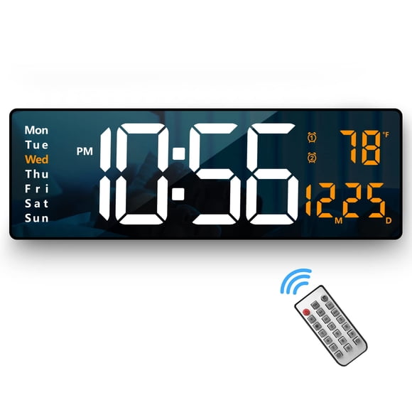 Reloj de pared Abovsare Digital LED de 16,2 pulgadas con mando a distancia
