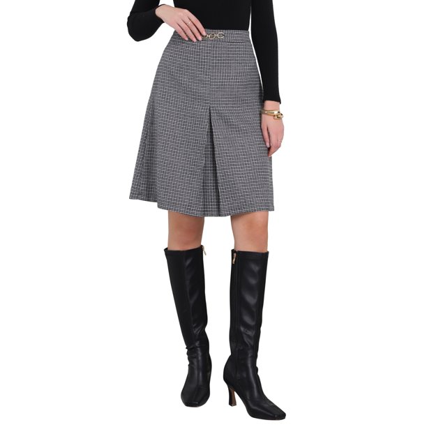 INSPIRE CHIC Falda a Cuadros de Cintura Alta hasta la Rodilla para Oficina de Mujer 2XL 1