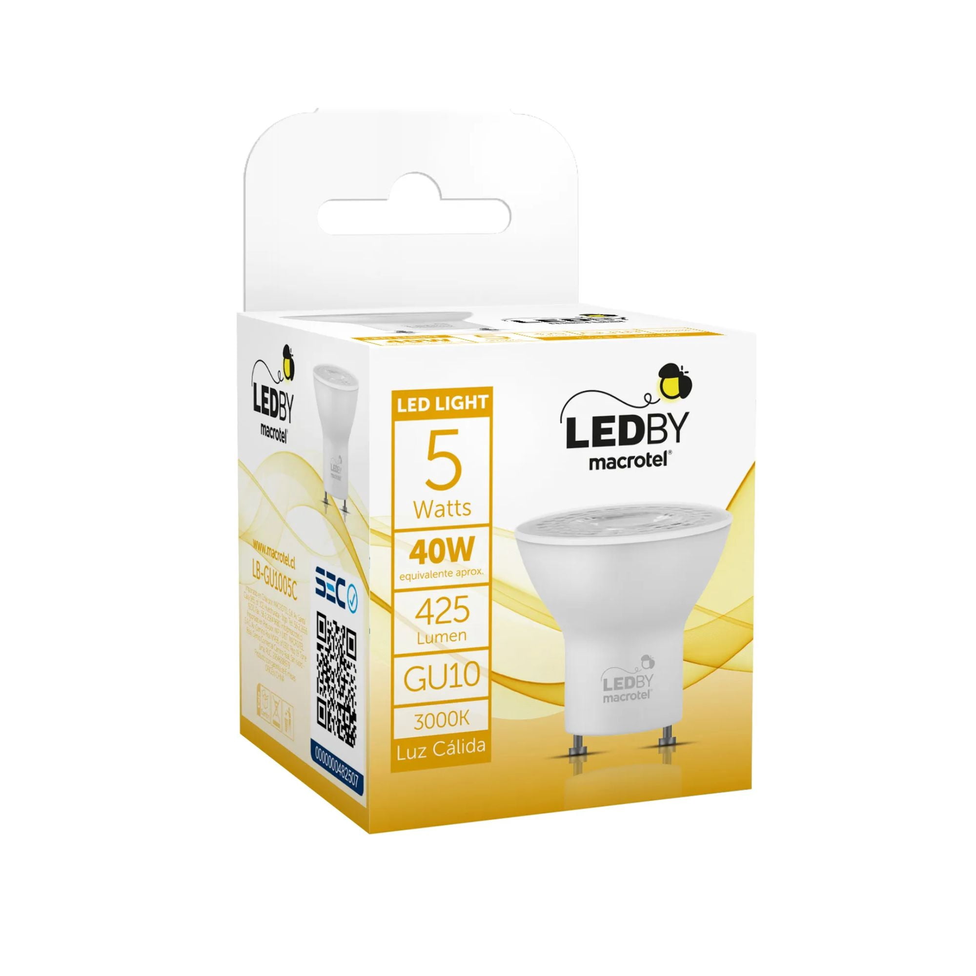 Ampolleta Led Gu10 Luz Cálida 3000k 5w - Macrotel