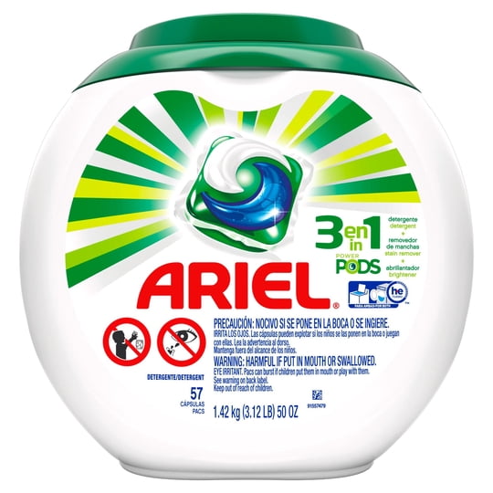 Detergente Concentrado Capsulas Quita Manchas Y Abrillantador Pote 57 Un Ariel