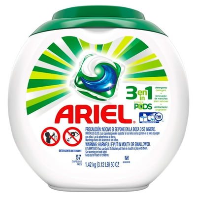 Detergente Concentrado Capsulas Quita Manchas Y Abrillantador Pote 57 Un Ariel