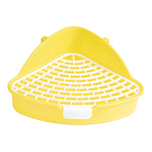 Bandeja de arena para conejos, orinal de Animal PEQUEÑO, entrenador, jaula antisalpicaduras, caja de cama para inodoro, fácil de limpiar para animales , AMARILLO
