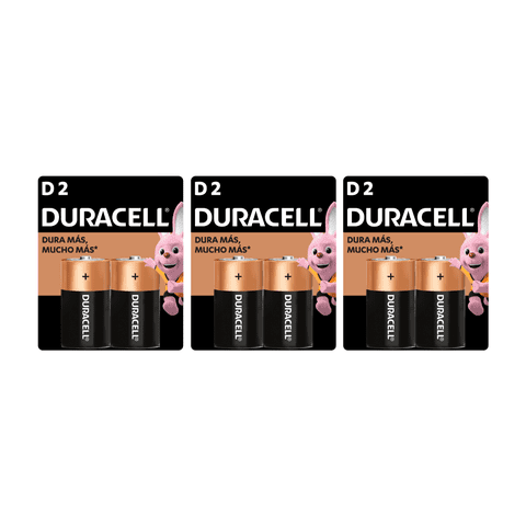 Pila Duracell Tipo D, (6 Pilas, Batería Grande, Dura Más)