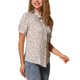 thumbnail image 4 of INSPIRE CHIC Blusa de Mujer con Cuello Peter Pan, Manga Corta Abullonada Floral, Ribete en Contraste, Abotonada, Talla S, Naranja, 4 of 6