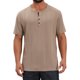 thumbnail image 1 of INSPIRE CHIC Camisetas de Punto Texturizadas con Botones y Manga Corta para Hombre S Caqui, 1 of 6