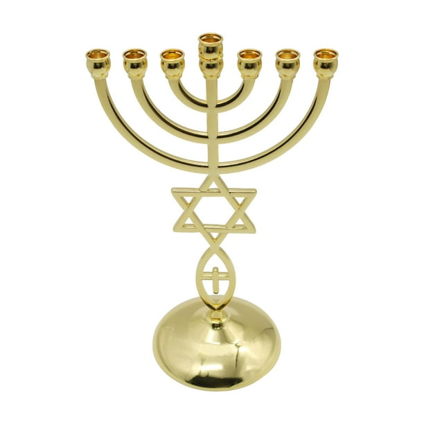 Portavelas Hanukkah Menorahs 7 ramas para estante, decoración de gabinete mano de obra exquisita regalo de vacaciones altura 21 cm adornos de diseño