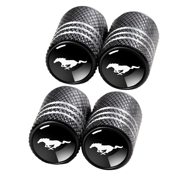 Tapones de válvula Qiuerte Mustang para neumáticos de coche, negro, juego de 4
