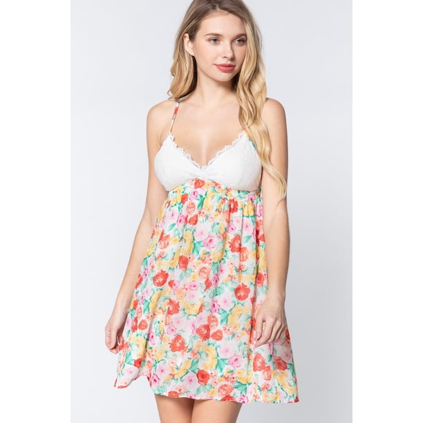 Minivestido Floral con Escote en V y Espalda Abierta