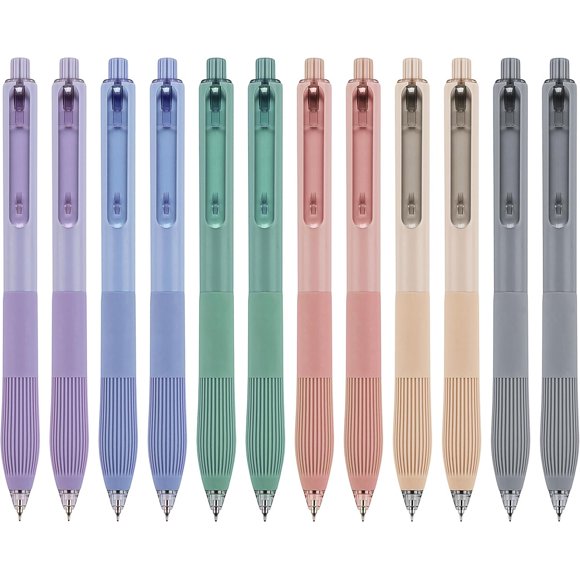 Linbsunne Gel Pens, 0.5 mm Black Ink Pens Quick Dry, 12 Count