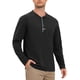 thumbnail image 4 of Camisetas Henley de Hombre Manga Larga Casual Botón Algodón Pullover Camiseta XL Negro, 4 of 6