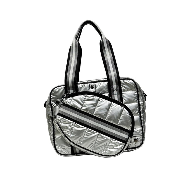 Bolsa para raquetas de tenis, bolso de tenis para mujeres y hombres, impermeable, portátil, correa ajustable extraíble, bolsa de bádminton, mochila de Plata
