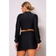 thumbnail image 4 of Conjunto de Blusa de Cuello Alto con Abertura Frontal y Manga Larga Abullonada y Minifalda con Liga Fruncida en los Laterales, 4 of 5