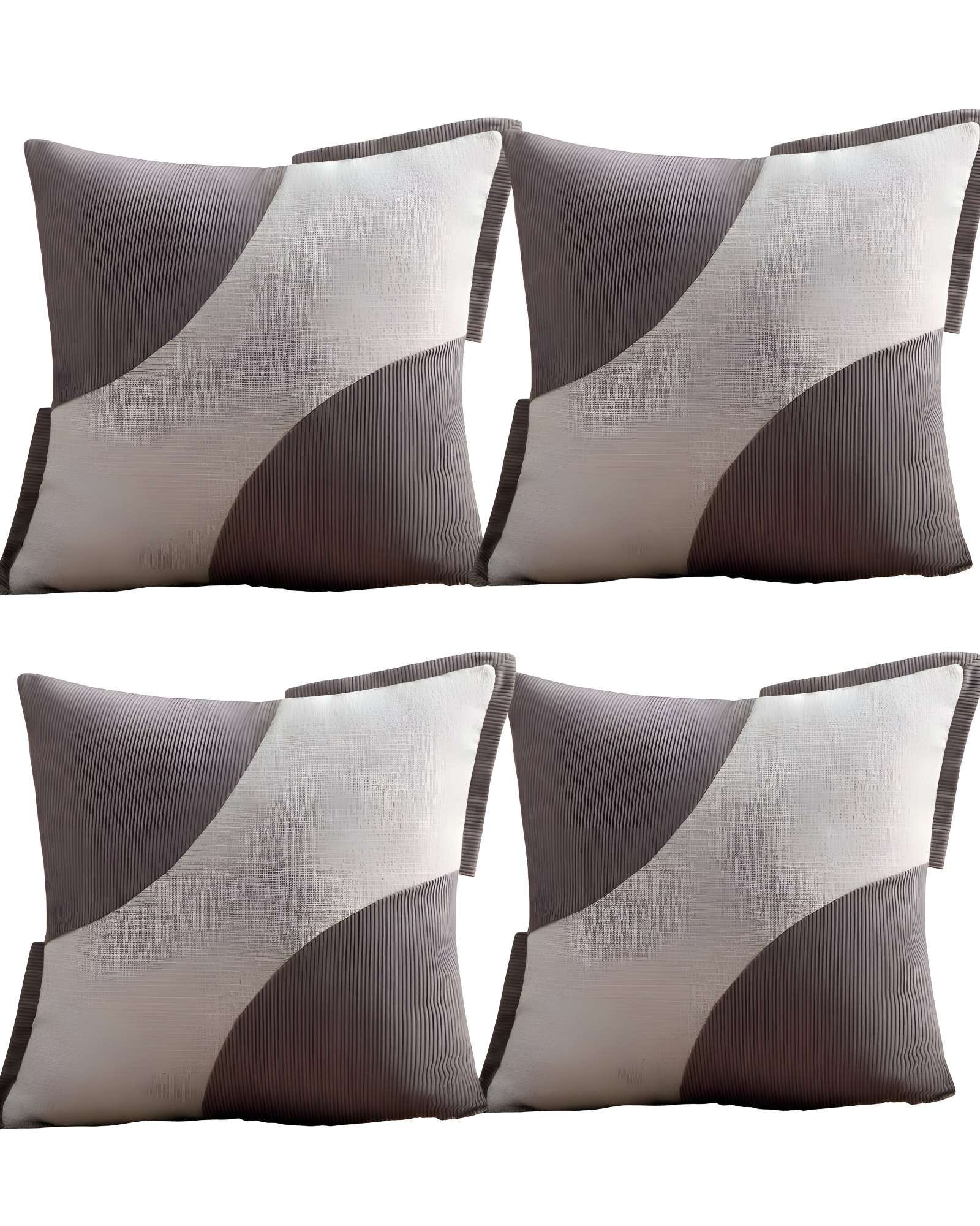 Genérico - Pack De 4 Fundas De Cojines Diseño Tela Pana Empalmado 45Cm X 45 Cm Gris